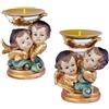 DRW Set 4 candelabri angeliti in resina dipinti a mano 7x5x9 cm