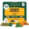 VAHDAM Tisana alla Curcuma e Moringa | 100 Filtri Piramidali | Senza Caffeina | Miscela con Spezie Indiane | Ingredienti Naturali | Confezionato in India