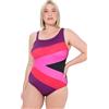 Ulla Popken Badeanzug Fabienne, One-Shoulder, Colourblock Costume Intero, Rosa Bacca, 64 Donna