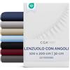 CGK Unlimited Lenzuolo con angoli 100x200 Bianco, profondità 30 cm - Lussuoso lenzuolo con angoli - Per materassi fino a 30 cm (12) di altezza - Morbido, senza pieghe e traspirante - 100x200 - singola