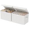 GUOHNHE Set di 2 Scatole Portaoggetti con Coperchio, 26x20x17 cm, Bianco | Unità Di Organizzazione, Contenitori Pieghevoli Spaziosi con 2 Maniglie Resistenti, Organizzatori Pratici per Armadio