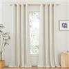 PONY DANCE Tende Lino per Interni con Anelli Filtro Luce Tende Soggiorno Moderne 2 Pezzi L 140 x A 210 CM Linen Curtains Semitrasparenti per Salotto Eleganti, Beige
