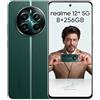 realme 12+ 5G Smartphone 8+256 GB con NFC, doppia scheda SIM, Chipset Dimensity 7050 5G, Display AMOLED fino a 120 Hz, Smart Touch antipioggia, SUPERVOOC fino a 67W, Verde (senza adattatore)