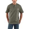 Carhartt Men's Loose Fit Heavyweight Short-Sleeve Pocket Henley T-Shirt, Dusty Olive