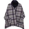 KALWAX Poncho in pile da donna Plaid scialle in pile mantello caldo invernale con bottone e tasca, portatile Shawl coperta plaid a quadri per letto, divani, viaggi (C)