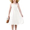 GRACE KARIN Ragazze Vestito Casual Strap Elegante Collo Quadrato A-Line Midi Dress Bianco 12 Anni