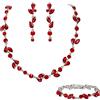 EVER FAITH Set di gioielli in cristalli per la sposa, splendido set di orecchini bracciale con strass Foglia Collana Marquise Rotondad per le donne Rosso Argento-fondo