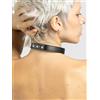 BONDAGERIE® Collarino Choker Borchiato con anello, regolabile, per donna uomo, elegante gotico punk
