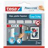 tesa Powerstrips CLICK - Strisce autoadesive per agganciare e sganciare cornici per foto e decorazioni da parete senza fori - Strisce adesive con sistema a scatto ON e OFF - Large - 4 x 2 pezzi