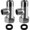 Toaluea 2 Pezzis 3 Way Diverter Valve, 3/8 7/8 T Forma Connettore 3 Way, Valvola Deviatore Doccia 3 Vie, 3 Vie Valvola Diverter con Rondelle per WC Sistema Doccia Lavandino del Bagno