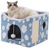 ERNAN Cuccia Gatto e cani.Lettino Per Gatti, Cuccia Gatto Interno, Cuscino per Pieghevole da Interno,Casa pieghevole con terrazza e tiragraffi, Adatto per Gatti,Piccoli Anima (Blue, Small)