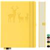Qefuna Notebook B5 foderato, Bullet Journal B5 blocco note spesse, 300 pagine, copertina rigida in pelle, 100gsm carta foderata per donne uomini ufficio scuola diario, 19 x 25,5 centimetri, giallo