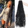 Alaleibaby Extensioni per capelli finti locs da 45,7 cm lavorate all'uncinetto, nuovi locs morbidi, 5 confezioni/lotto, locs ricci e ondulati pre-montati, extensioni per capelli sintetici in fibra dea