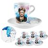 DRW Set 6 tazze con piatto in porcellana Frida Khalo Tazza: 5 x 5 x 6,5 cm