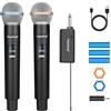 Depusheng Sistema di microfono karaoke wireless duale, set di microfono dinamico con ricevitore ricaricabile per canto, festa, DJ, matrimonio