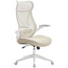 SONGMICS Sedia da Ufficio, Sedia da Scrivania Girevole, Schienale Ergonomico, Altezza Regolabile, Braccioli Ribaltabili, con Poggiatesta, Portata 150 kg, Beige Cappuccino OBN088K01