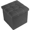 Oceano Pouf Contenitore Pieghevole Poggiapiedi Sgabello in Misto Lino Cassapanca Bauletto Ottomane Porta Giochi Organizzatore Poltrona per Soggiorno Ingresso Camera da letto (Grigio Scuro 38x38x38)