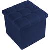 Oceano Pouf Contenitore Pieghevole Poggiapiedi Sgabello in Misto Lino Cassapanca Bauletto Ottomane Porta Giochi Organizzatore Poltrona per Soggiorno Ingresso Camera da letto (Blu 38x38x38)