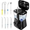 Boston Tech Aquapik® 100 idropulsore dentale Professionale | Elimina la Placca + Raccomandato dai dentisti + Cura i tuoi Impianti e Ortodonzia | 8 Ugelli + 10 Livelli di Pressione + Capacità 600 ml (Nero)