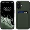 kwmobile Custodia Compatibile con Apple iPhone 16 Cover - Back Case Cellulare con Slot Porta Carte - Morbida in Silicone TPU verde scuro