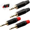 RUNCCI-YUN 4-pack connettore jack 3.5mm,connettore audio jack 3,5 mm，Spine stereo da 3,5 mm, connettore per cavo audio fai-da-te da 1/8 a saldare spina stereo maschio TRS a 3 poli