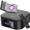 KLIM Lettore CD Stereo Boombox E1 - BASS Boost con Subwoofer - FM Radio con Lettore CD e USB, Bluetooth, AUX - Stereo casa - Filo o Wireless - Batteria ricaricabile, Telecomando - Custodie Disc