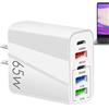 Generico Blocco caricabatterie USB da 65W - Adattatore di ricarica rapida portatile, alimentazione PD USB -C | Protezione di surriscaldamento Caricatore rapido, soluzione di ricarica di viaggio leggera per lap