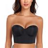 Lemorosy Reggiseno Senza Spalline con Ferretto Donna Modellata Corsetto Push-up Sostegno Antiscivolo Coppa Completa (Nero,4B)