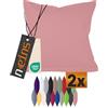 npluseins Confezione doppia di federe per cuscini in cotone - Decorazione moderna per la casa dal design semplice, 40 x 60 cm, rosa antico