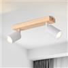 LVWIT Faretti LED da Soffitto Orientabili Bianco, Faretto da Interno con 2 LED in Alluminio GU10, Base di Legno, Faretti Soffitto Retrò per Barra, Salotto,Cameretta, Cucina (Lampadine Escluse)