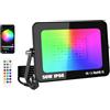 YOJZMA 1Pcs 50W Intelligente Faro LED RGB esterno con spina, controllo app