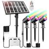 CLY Faretti Solari a LED da Esterno RGB, 30 Modalità Dinamiche Multicolore Luci Solari Esterno Giardino RGB Decorative 10 Colori 2 Luminosità Lampada Solare da Esterno 5000mAh IP66 Impermeabile 3 in 1