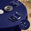 Softalker Tovaglie Antimacchia Rotonda 120 cm Blu con Motivo a Righe Jacquard Tovaglie Elegante da Esterno Impermeabile per Protezione Moderna Tavolo per Autunnale Natalizia Compleanno Matrimonio