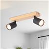 LVWIT Faretti LED da Soffitto Orientabili Nero, Faretto da Interno con 2 LED in Alluminio GU10, Base di Legno, Faretti Soffitto Retrò per Barra, Salotto,Cameretta, Cucina (Lampadine Escluse)