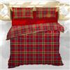 L'Emporio Casa Parure Copripiumino in Flanella Calda Di Puro Cotone 100% Confortevole Invernale Felpate in Flanella Anti-Pilling 250X200+40 cm (Scozzese Rosso)