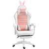 Vinsetto Sedia Gaming Ergonomica con Orecchie da Coniglio, Poltrona Gaming con Poggiapiedi Estraibile, Cuscino Lombare e Poggiatesta, Reclinabile e Altezza Regolabile, Rosa