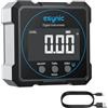 eSynic Level Box Digitale 4x90° con Inclinometro 4 Lati Magnetici, Goniometro Preciso Ricaricabile USB-C con 2 Unità °/% in Alluminio Impermeabile, Lettura Bianca Sfondo Nero, Funzione di Azzeramento