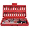 ASelected Set di 46 chiavi a bussola da 6,35 mm e set di attrezzi, CR-V metriche e imperiali con chiave a cricchetto a sgancio rapido, set di chiavi a bussola compatte per riparazione auto con