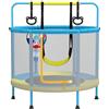 PILIN Trampolino per bambini, trampolino multifunzionale 4 in 1, con altalene, barre, cerchi, canestri da basket/bersagli, portata 50 kg, uso interno ed esterno del trampolino da giardino