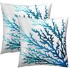 Sweetshow Set di 2 federe per cuscini a tema estivo con albero di corallo e oceano, per divano, decorazione della casa, camera da letto, soggiorno, esterni, 45 x 45 cm, colore: azzurro