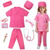 JoyPlus Costume Dottoressa Bambina, 8 Pezzi Kit Dottore per Bambina, Costumi da Gioco di Ruolo da Medico, Kit Dottore Medico Costume per Ragazze 3-10 Anni, Gioco di Ruolo Carnevale Halloween (M)