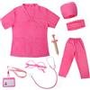 JoyPlus Costume Dottoressa Bambina, 8 Pezzi Kit Dottore per Bambina, Costumi da Gioco di Ruolo da Medico, Kit Dottore Medico Costume per Ragazze 3-10 Anni, Gioco di Ruolo Carnevale Halloween (L)