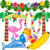 Whaline - Set di 31 giocattoli hawaiani per feste gonfiabili con fenicotteri, palme, palla da spiaggia, pappagallo con foglie di palma, ibisco, leis luau, piscina, forniture per feste