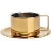 flexman Set di Tazze da Caffè, Tazza da Caffè e Piattino in Acciaio Inossidabile Indossabile Alla Moda Color Oro per Caffè Espresso Fatto in Casa, Cappuccino, Latte, Caffè Moka