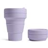 STOJO - Bicchiere da caffè pieghevole da viaggio, in silicone, riutilizzabile, tascabile, collezione Brooklyn, 355 ml, colore: lilla