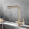 XJTNLB Rubinetto Cucina 3 Vie per Depuratore Avena Rubinetto Lavello Cucina con Doppio Manopole Rubinetto a Osmosi Miscelatore Tre Vie