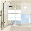 Jayseuw Parete doccia per vasca da bagno, 100 x 140 cm, 2 pezzi, pieghevole, con vetro di sicurezza ESG da 6 mm, per vasca da bagno e doccia a strisce bianche
