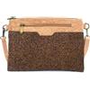 DeCarbonize Borsa a tracolla Fusion in sughero e chicchi di caffè, prodotto naturale riciclato, con cinturino rimovibile, in pelle vegana, sostenibile, marrone