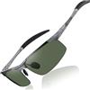 DUCO Occhiali sportivi da uomo polarizzati occhiali da sole da guida ultraleggeri Al-Mg telaio in metallo protezione UV400 uomini occhiali da sole 8177S, Gunmetal Telaio Lenti Verde Scuro