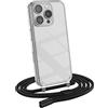 MyGadget Cover per iPhone 16 Pro - Custodia con Corda - Case Trasparente Antiurto con Laccio | Tracolla - Practical Stylish - Nero
